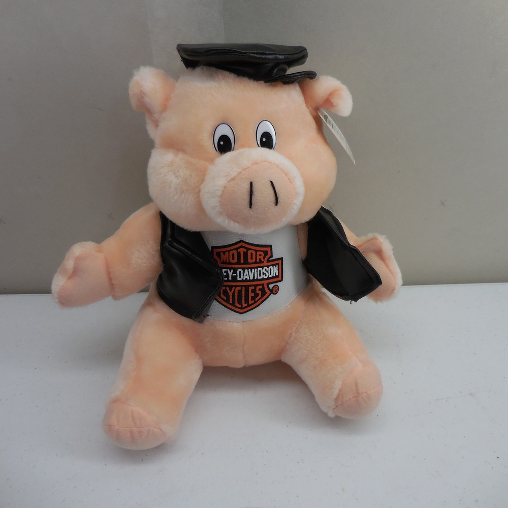 Vintage 1998 Harley-Davidson‎ Plush Biker Pig Play-By-Play 10" Hog Leather Vest